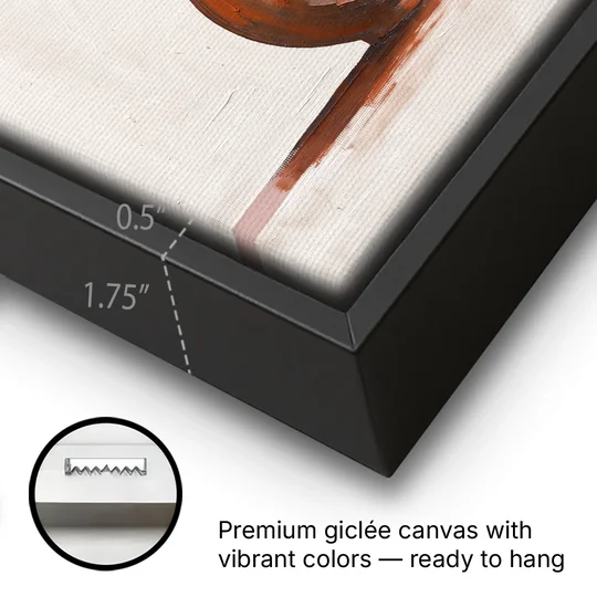 Clay Vase Painting with Three Dried Stems - Black Framed Canvas Wall Art - Gallery Wrap Corner