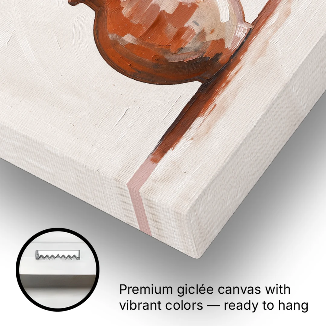 Clay Vase Painting with Three Dried Stems - Canvas Wall Art - Gallery Wrap Corner