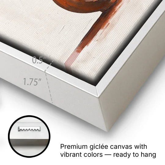 Clay Vase Painting with Three Dried Stems - White Framed Canvas Wall Art - Gallery Wrap Corner