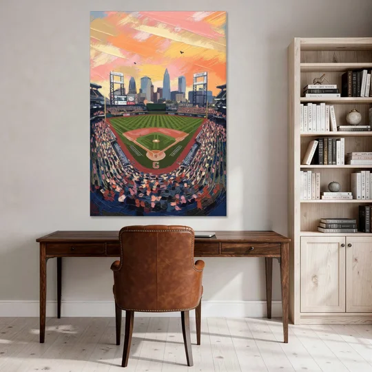Cleveland Guardians Baseball Field - Canvas Wall Art - Office - 40x60