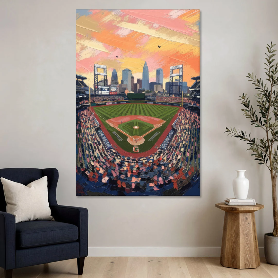Cleveland Guardians Baseball Field - Canvas Wall Art - Sofa - 40x60