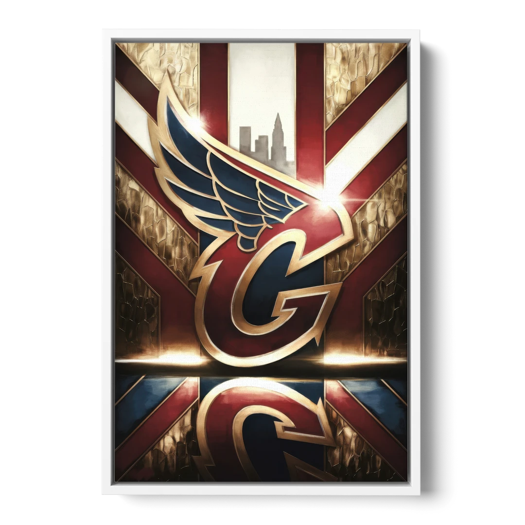 Cleveland Guardians Tribute - White Framed Canvas Wall Art - Front
