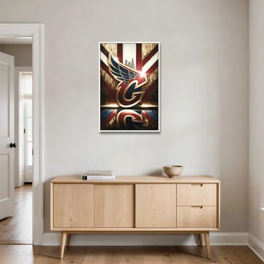 Cleveland Guardians Tribute - White Framed Canvas Wall Art - Coffee Table - 24x36