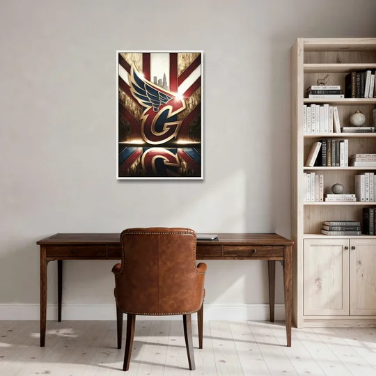 Cleveland Guardians Tribute - White Framed Canvas Wall Art - Office - 24x36