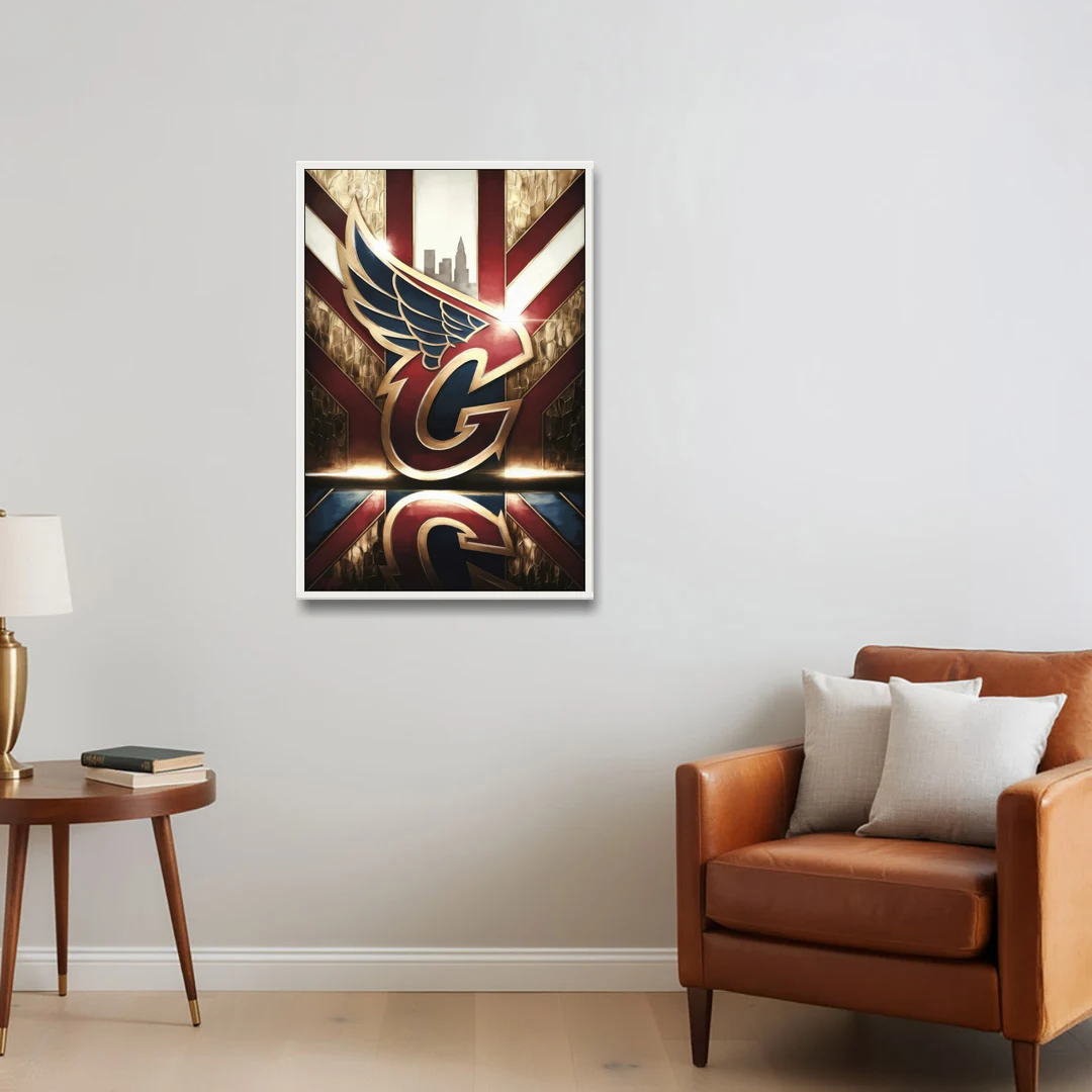 Cleveland Guardians Tribute - White Framed Canvas Wall Art - Sofa - 24x36
