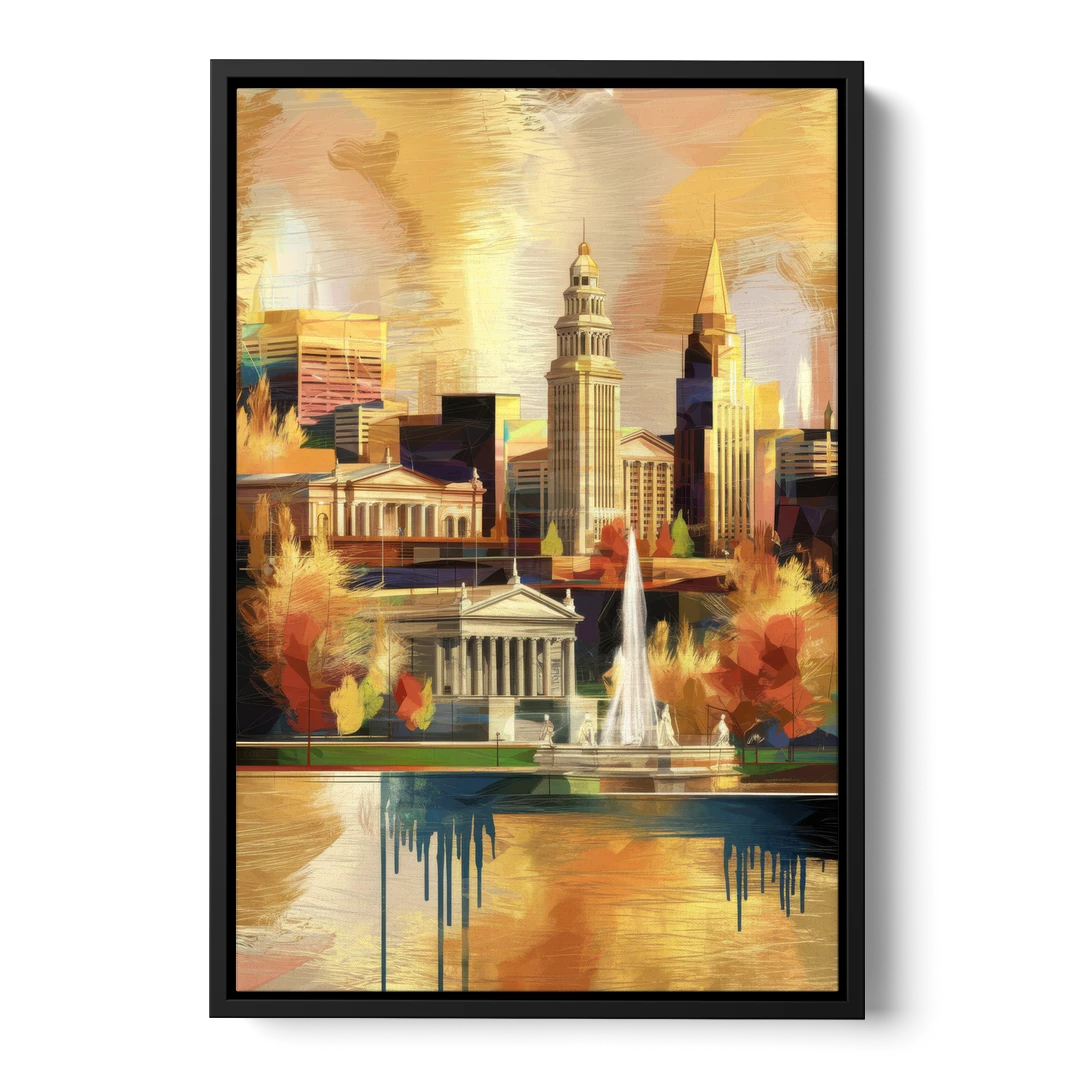 Cleveland Historic Landmarks - Black Framed Canvas Wall Art - Front