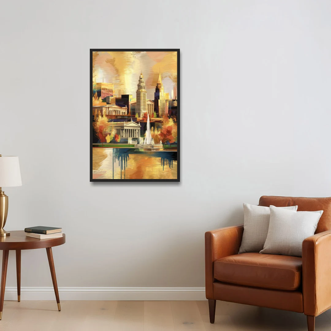Cleveland Historic Landmarks - Black Framed Canvas Wall Art - Sofa - 24x36