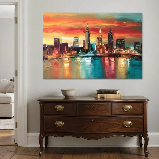 Cleveland Historic Landmarks Watercolor - Canvas Wall Art - Coffee Table - 60x40