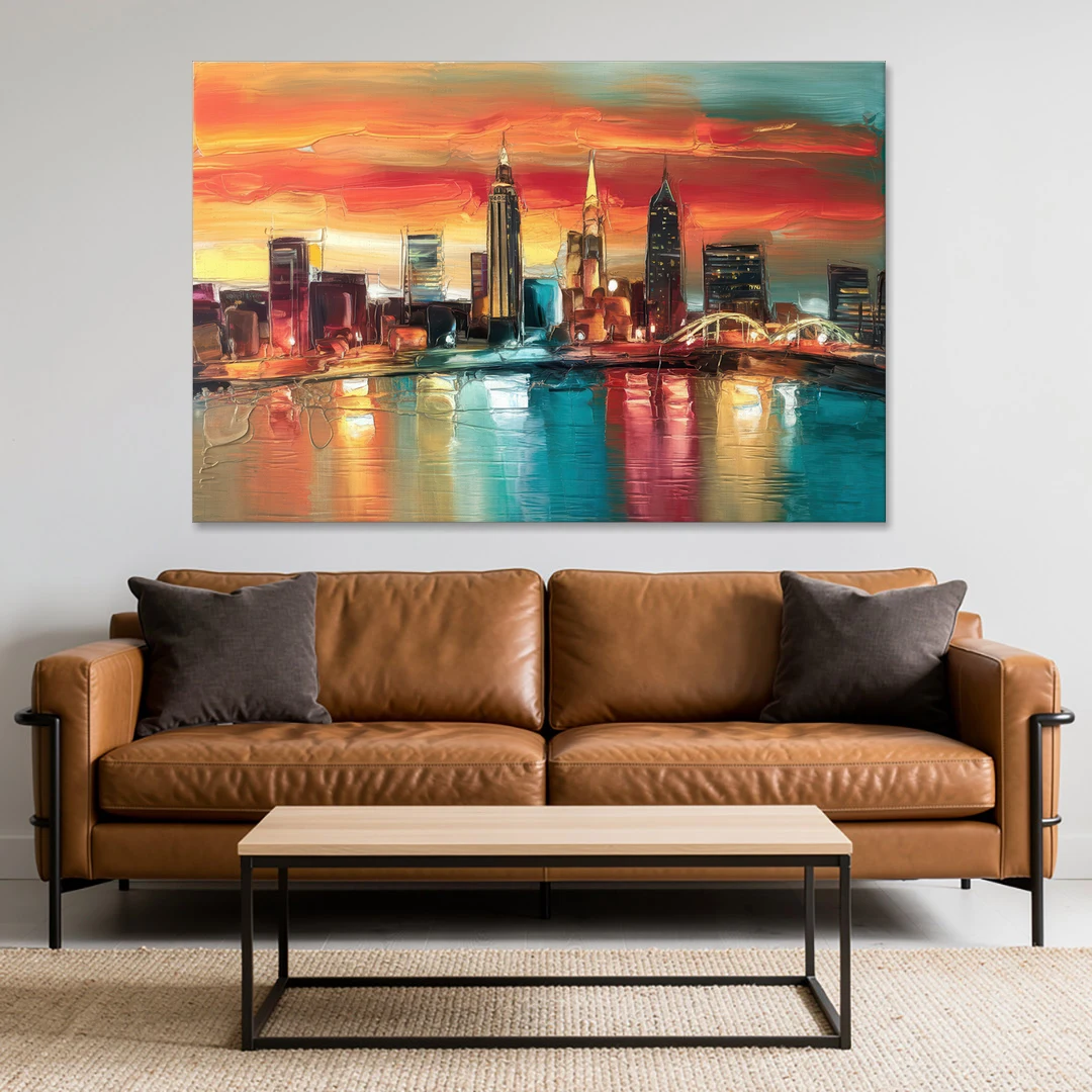 Cleveland Historic Landmarks Watercolor - Canvas Wall Art - Sofa - 60x40