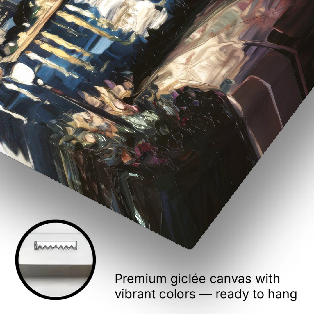 Cleveland Nighttime Lights - Canvas Wall Art - Gallery Wrap Corner