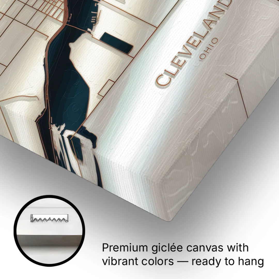 Cleveland Ohio Map Design - Canvas Wall Art - Gallery Wrap Corner