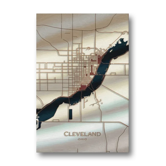 Cleveland Ohio Map Design - Canvas Wall Art - Front