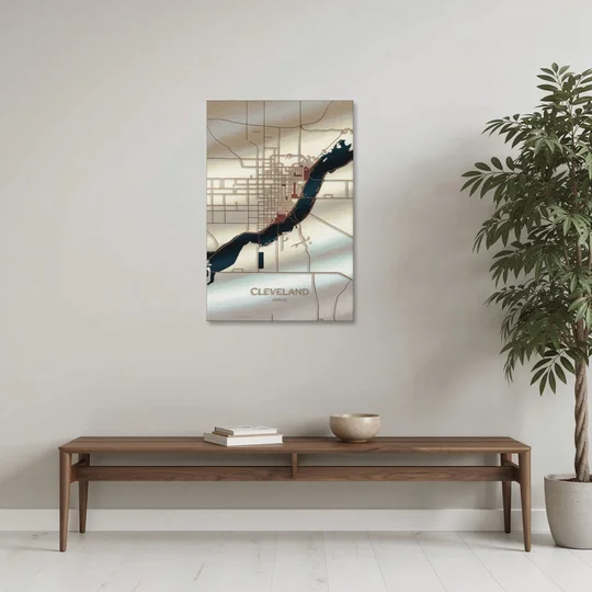 Cleveland Ohio Map Design - Canvas Wall Art - Coffee Table - 24x36