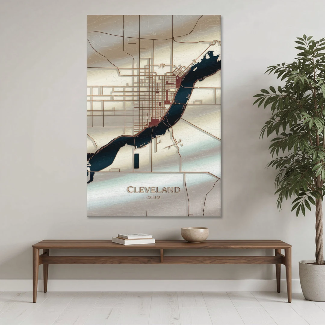 Cleveland Ohio Map Design - Canvas Wall Art - Coffee Table - 40x60