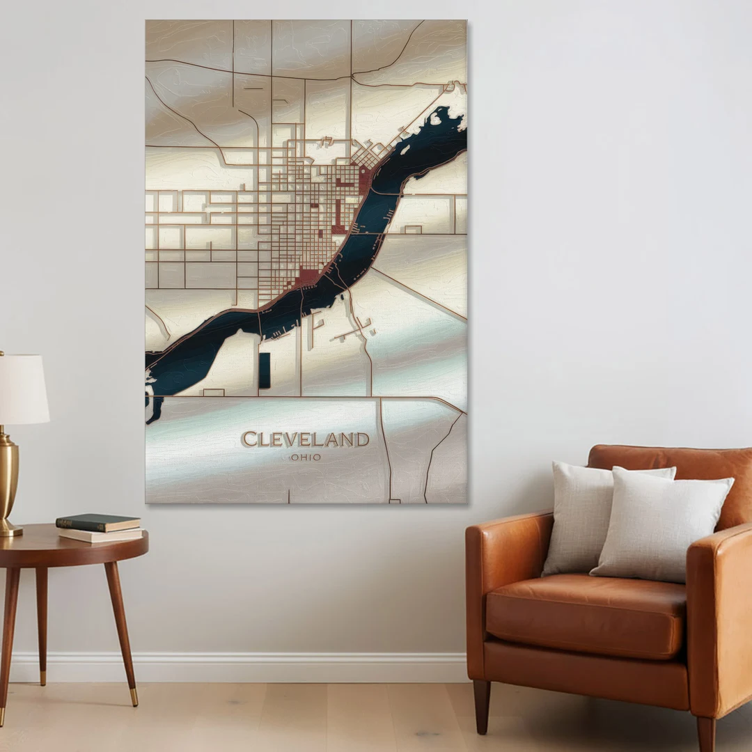 Cleveland Ohio Map Design - Canvas Wall Art - Sofa - 40x60