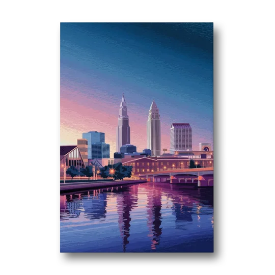 Cleveland Ohio Skyline Silhouette - Canvas Wall Art - Front