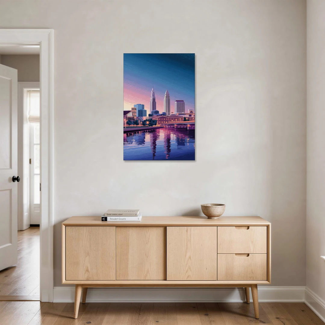 Cleveland Ohio Skyline Silhouette - Canvas Wall Art - Coffee Table - 24x36