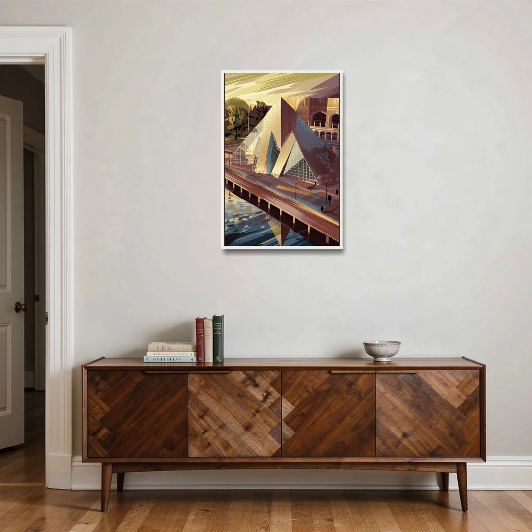Cleveland Rock and Roll Hall of Fame - White Framed Canvas Wall Art - Coffee Table - 24x36