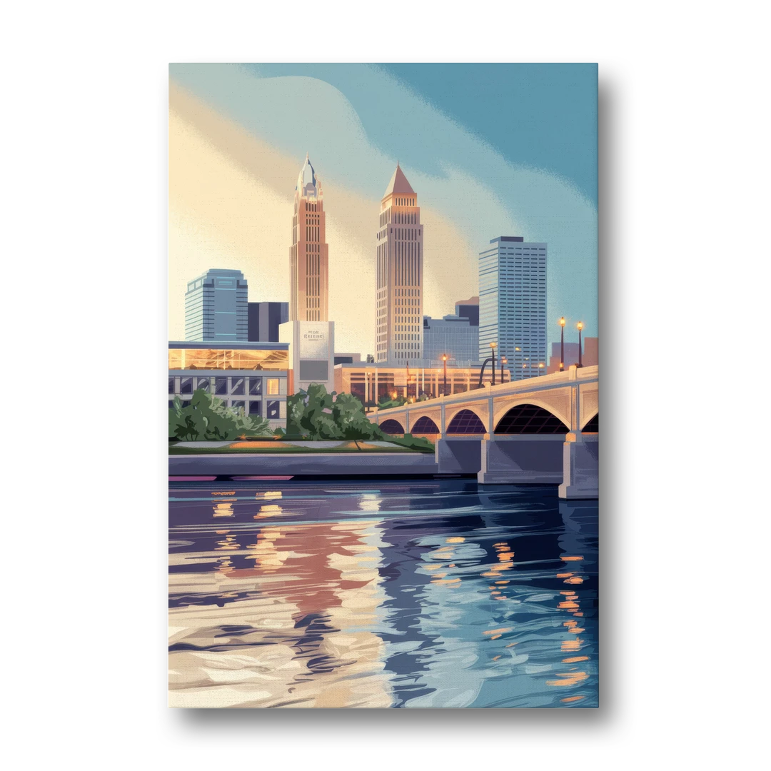 Cleveland Waterfront Views - Canvas Wall Art - Front