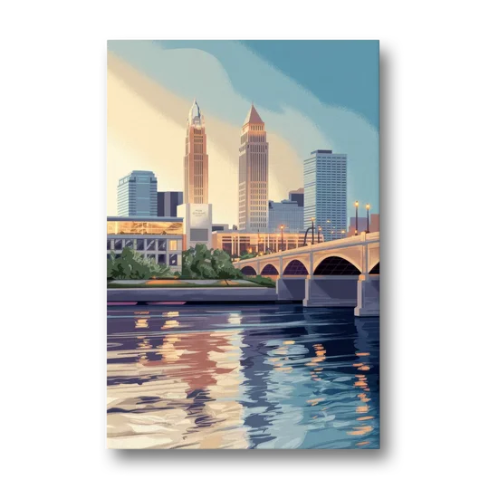 Cleveland Waterfront Views - Canvas Wall Art - Front