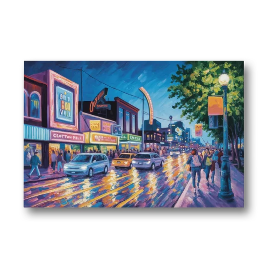 Clifton Hill Neon Lights - Canvas Wall Art - Front