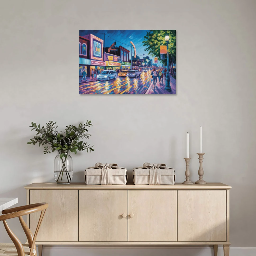 Clifton Hill Neon Lights - Canvas Wall Art - Coffee Table - 36x24