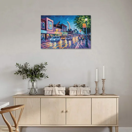 Clifton Hill Neon Lights - Canvas Wall Art - Coffee Table - 36x24