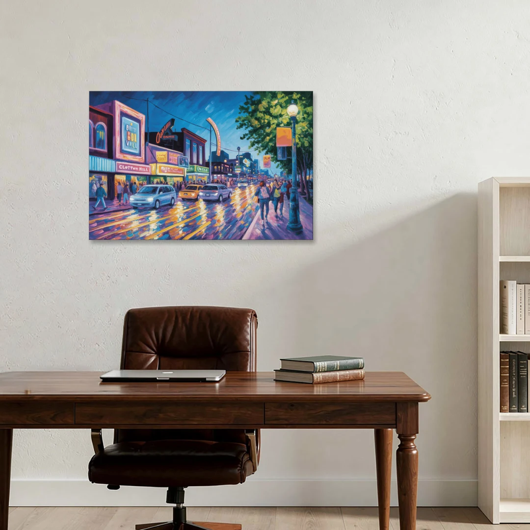Clifton Hill Neon Lights - Canvas Wall Art - Office - 36x24
