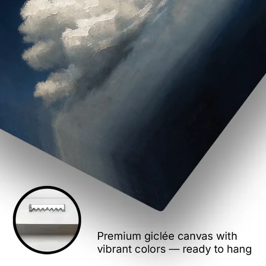 Cloud Wall Art with Three Moonlit Cumulus - Canvas Wall Art - Gallery Wrap Corner