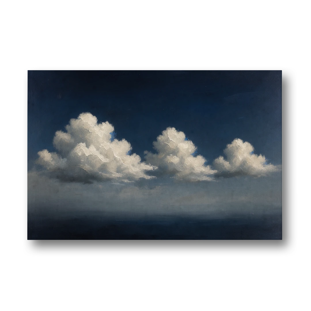 Cloud Wall Art with Three Moonlit Cumulus - Canvas Wall Art - Front