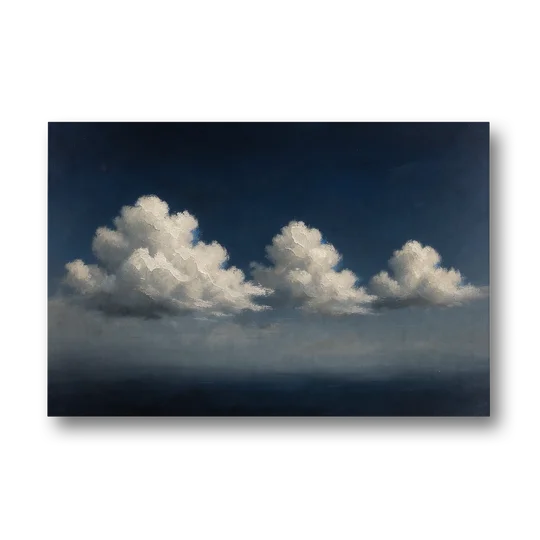 Cloud Wall Art with Three Moonlit Cumulus - Canvas Wall Art - Front