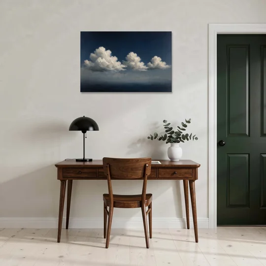 Cloud Wall Art with Three Moonlit Cumulus - Canvas Wall Art - Office - 36x24