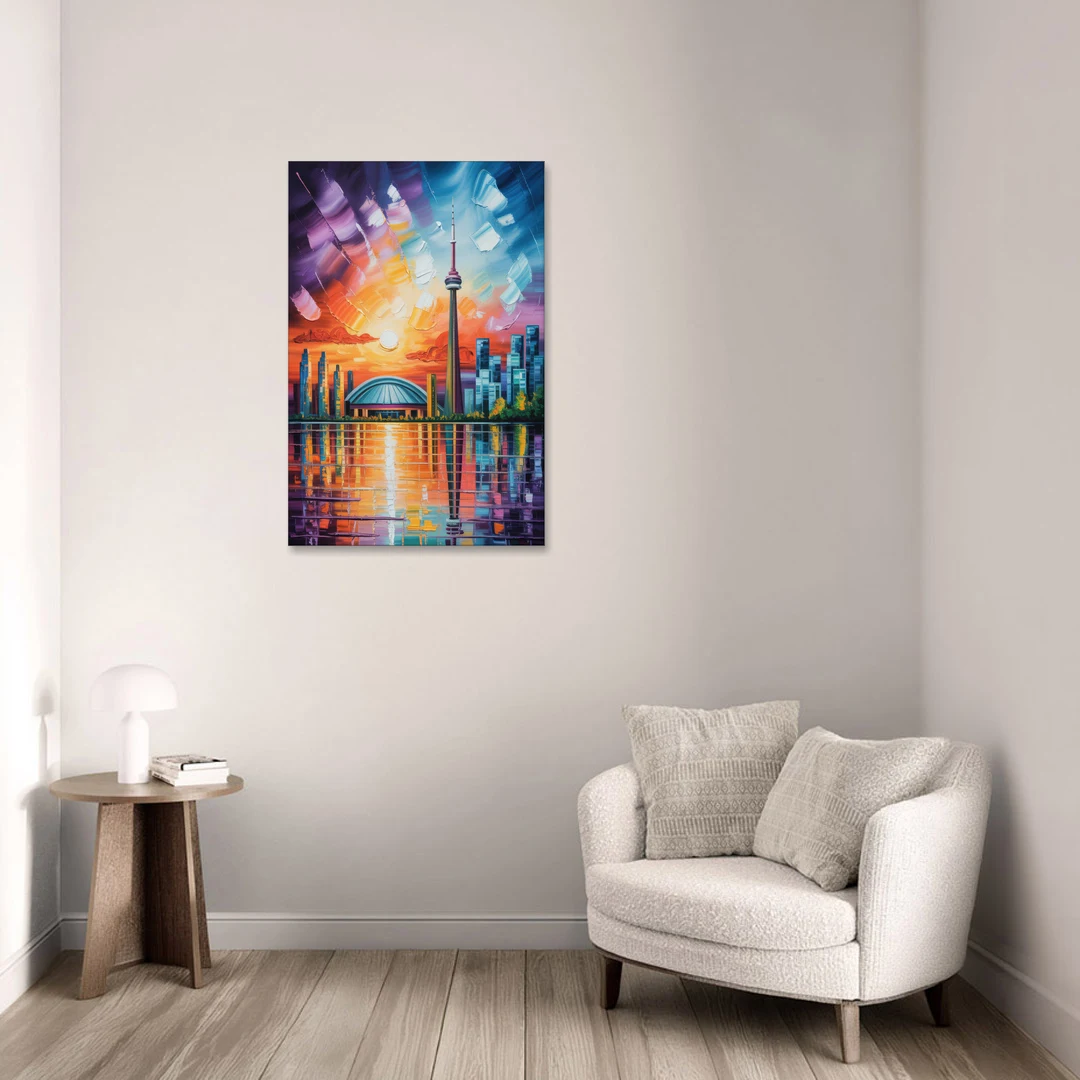 CN Tower Sunset Watercolor - Canvas Wall Art - Sofa - 24x36