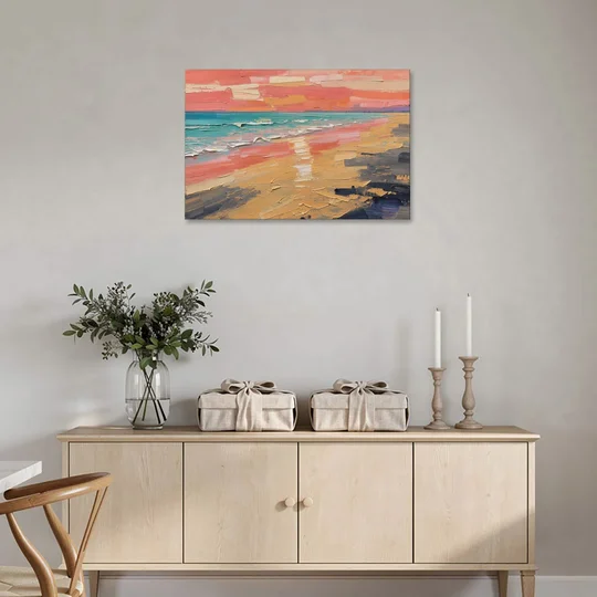 Coastal Abstract Low Tide Glow - Canvas Wall Art - Coffee Table - 36x24