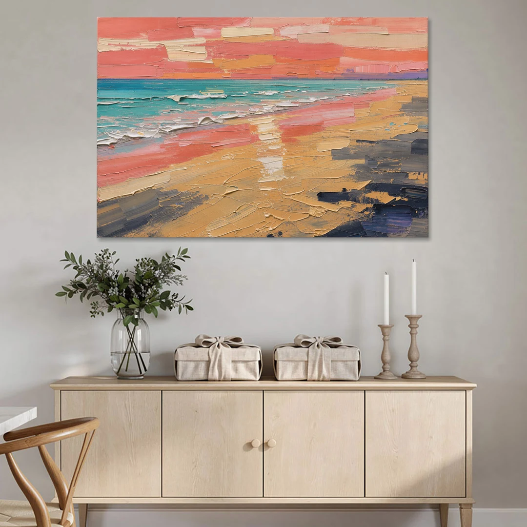 Coastal Abstract Low Tide Glow - Canvas Wall Art - Coffee Table - 60x40