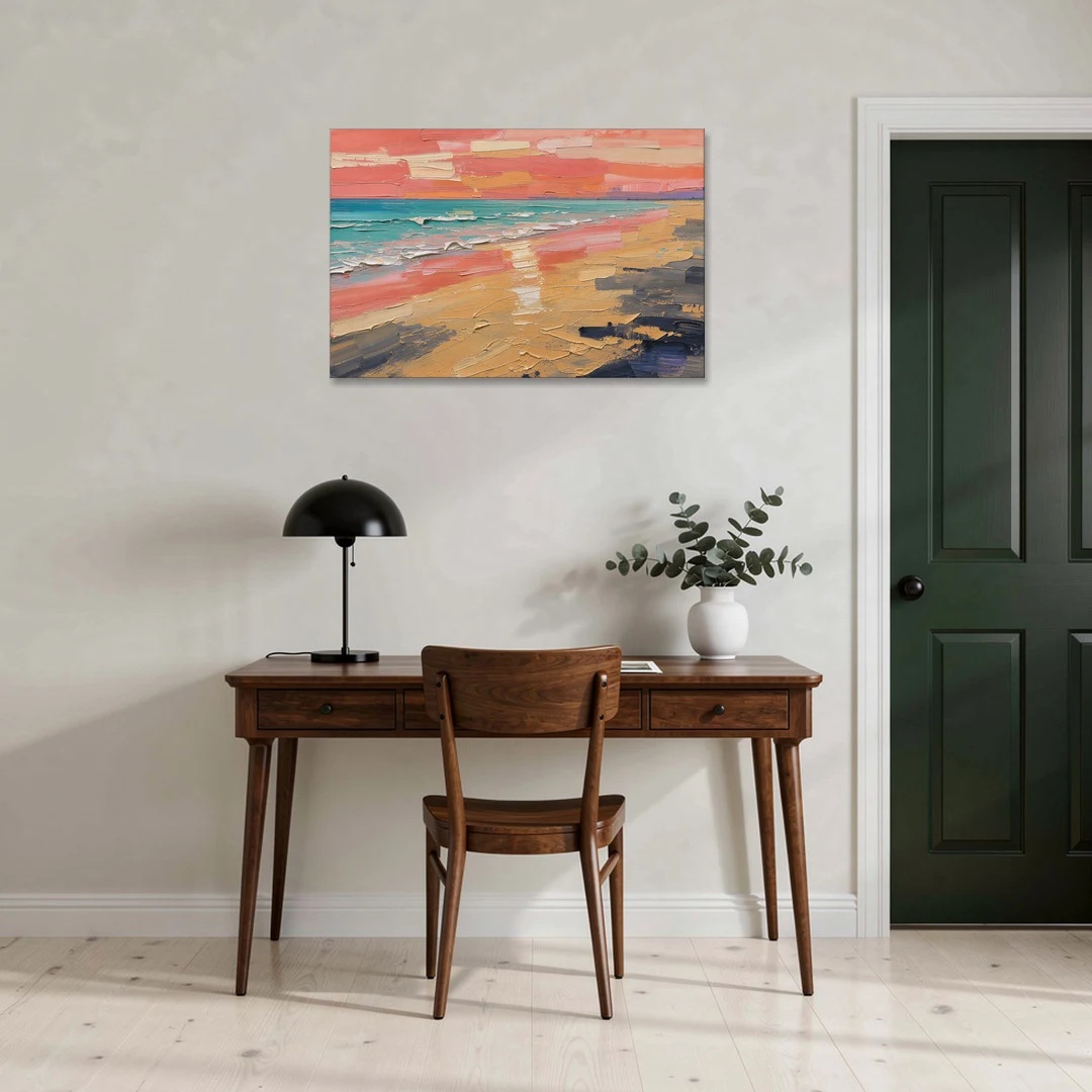 Coastal Abstract Low Tide Glow - Canvas Wall Art - Office - 36x24