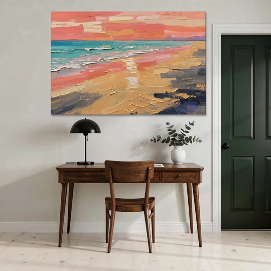 Coastal Abstract Low Tide Glow - Canvas Wall Art - Office - 60x40