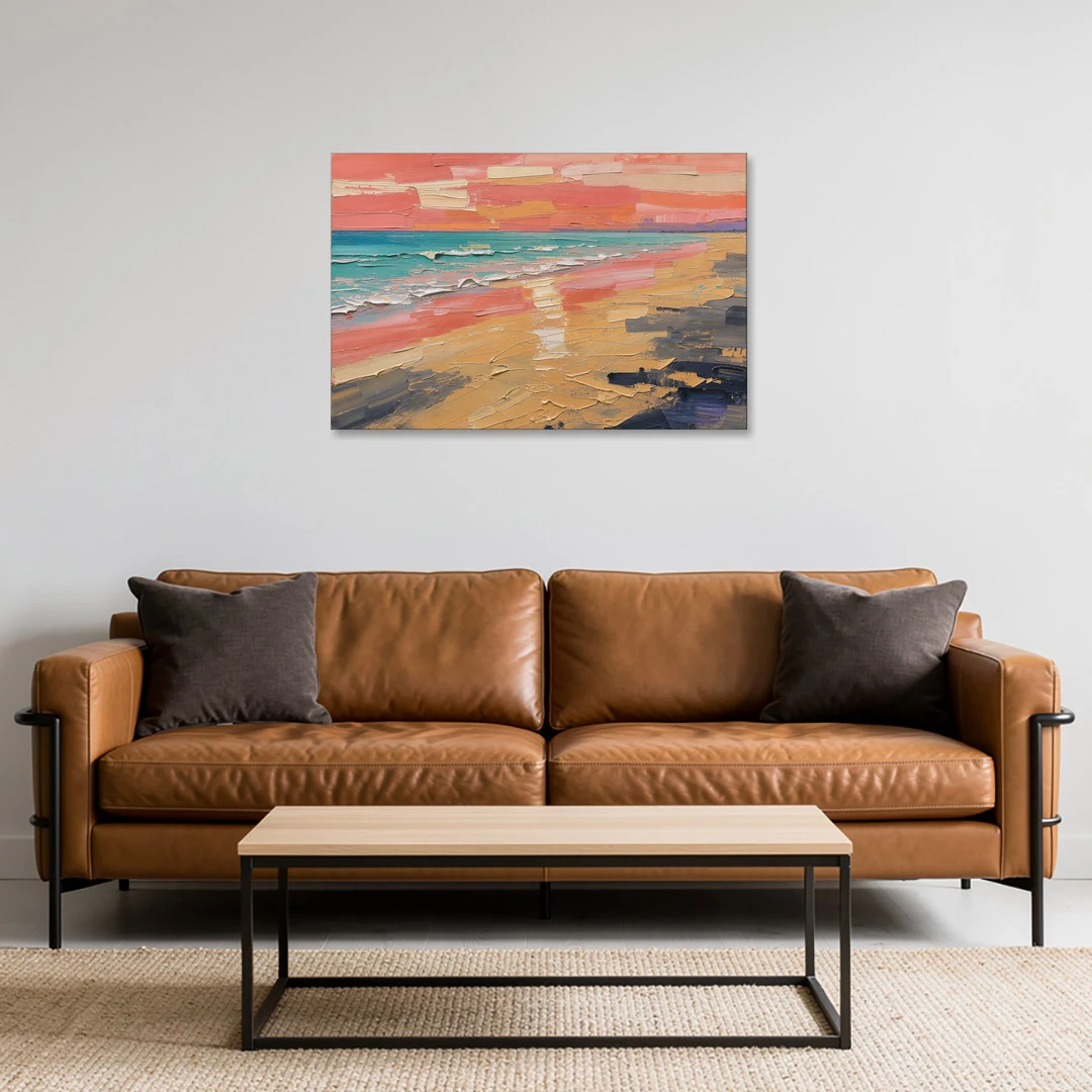 Coastal Abstract Low Tide Glow - Canvas Wall Art - Sofa - 36x24