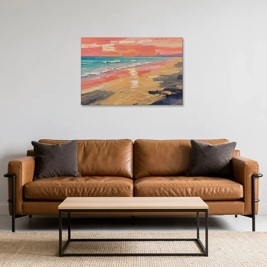 Coastal Abstract Low Tide Glow - Canvas Wall Art - Sofa - 36x24