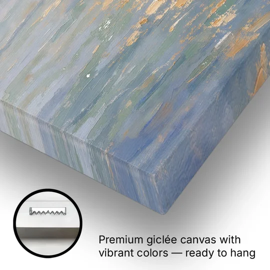 Coastal Art Prints Moon Path Over Calm Sea - Canvas Wall Art - Gallery Wrap Corner