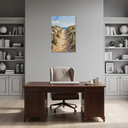 Coastal Beach Path Over the Dune Crest - Canvas Wall Art - Office - 24x36