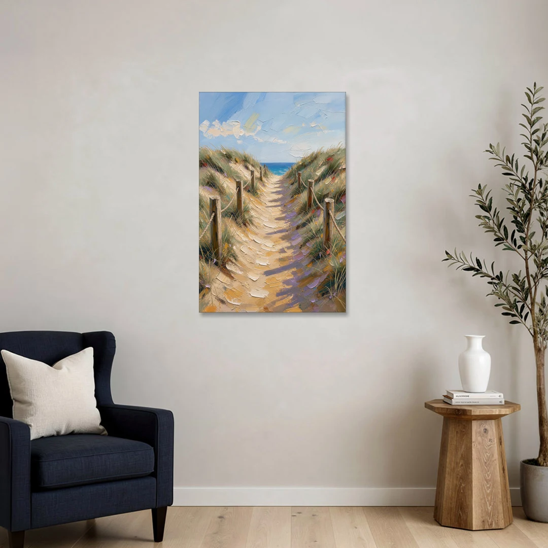 Coastal Beach Path Over the Dune Crest - Canvas Wall Art - Sofa - 24x36