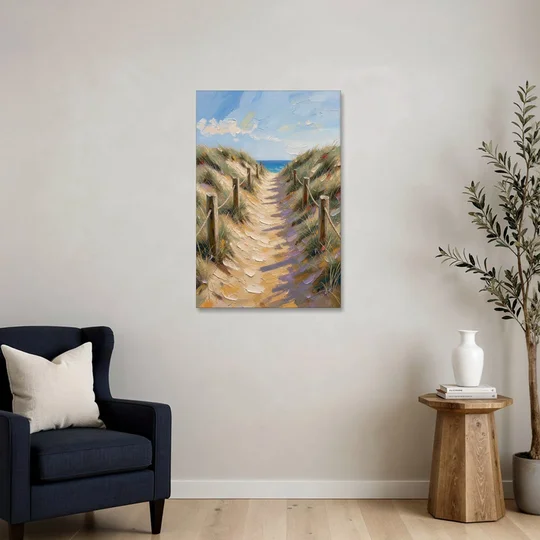 Coastal Beach Path Over the Dune Crest - Canvas Wall Art - Sofa - 24x36