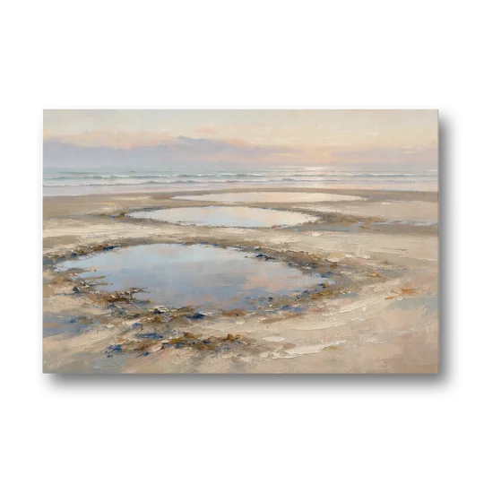 Coastal Bedroom Decor with Dawn Tide Pools - Canvas Wall Art - Front