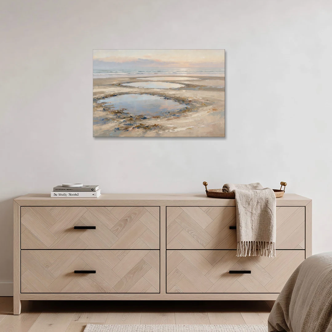 Coastal Bedroom Decor with Dawn Tide Pools - Canvas Wall Art - Coffee Table - 36x24