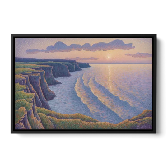 Coastal Cliffs of Newfoundland - Black Framed Canvas Wall Art - Front