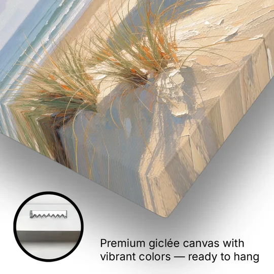 Coastal Paintings of Sea Grass Dunes - Canvas Wall Art - Gallery Wrap Corner