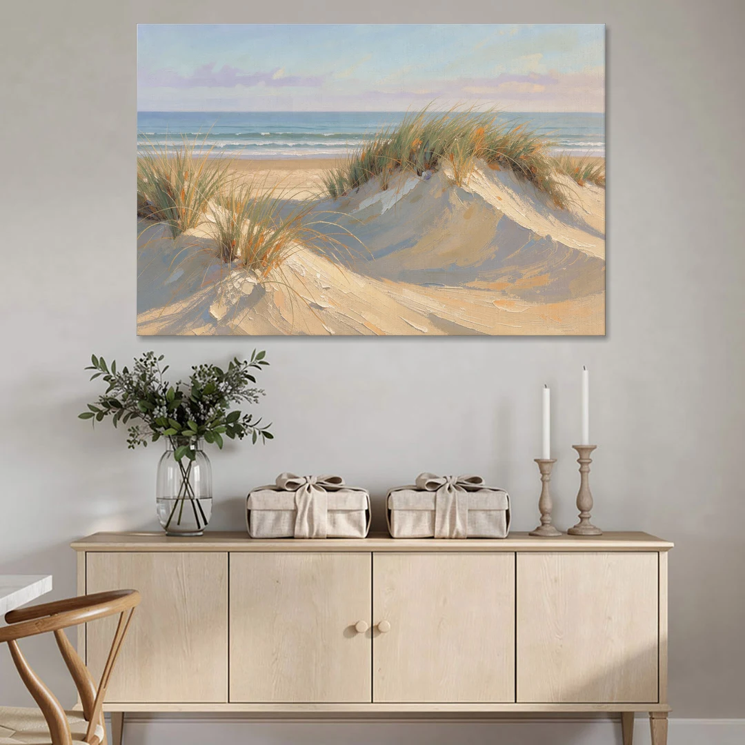 Coastal Paintings of Sea Grass Dunes - Canvas Wall Art - Coffee Table - 60x40