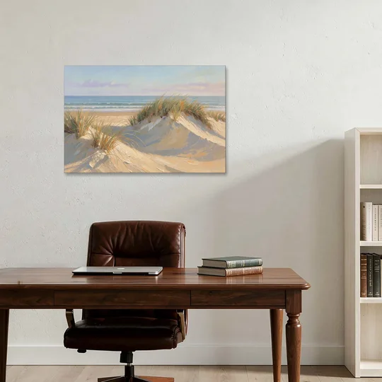 Coastal Paintings of Sea Grass Dunes - Canvas Wall Art - Office - 36x24