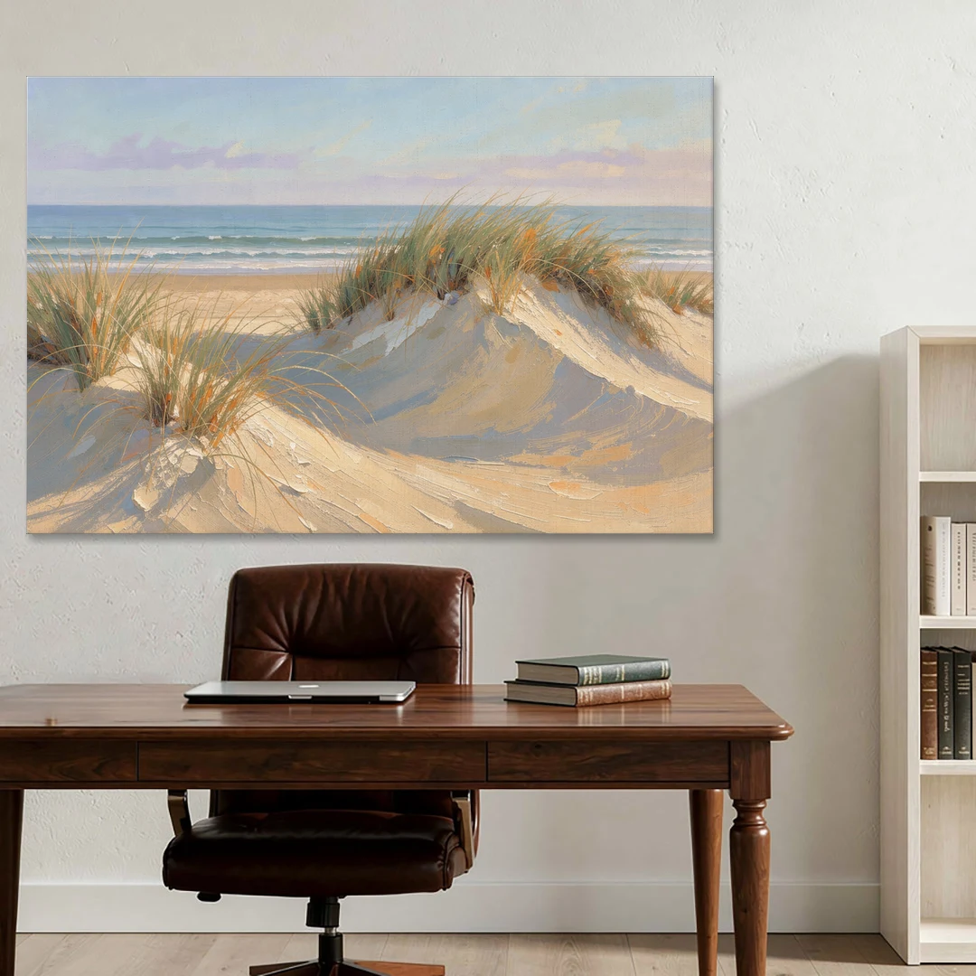 Coastal Paintings of Sea Grass Dunes - Canvas Wall Art - Office - 60x40